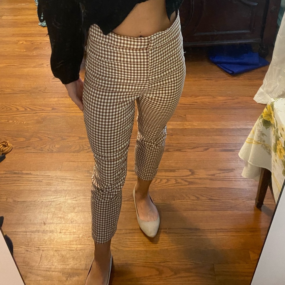 Rachel Zoe brown checkered pants